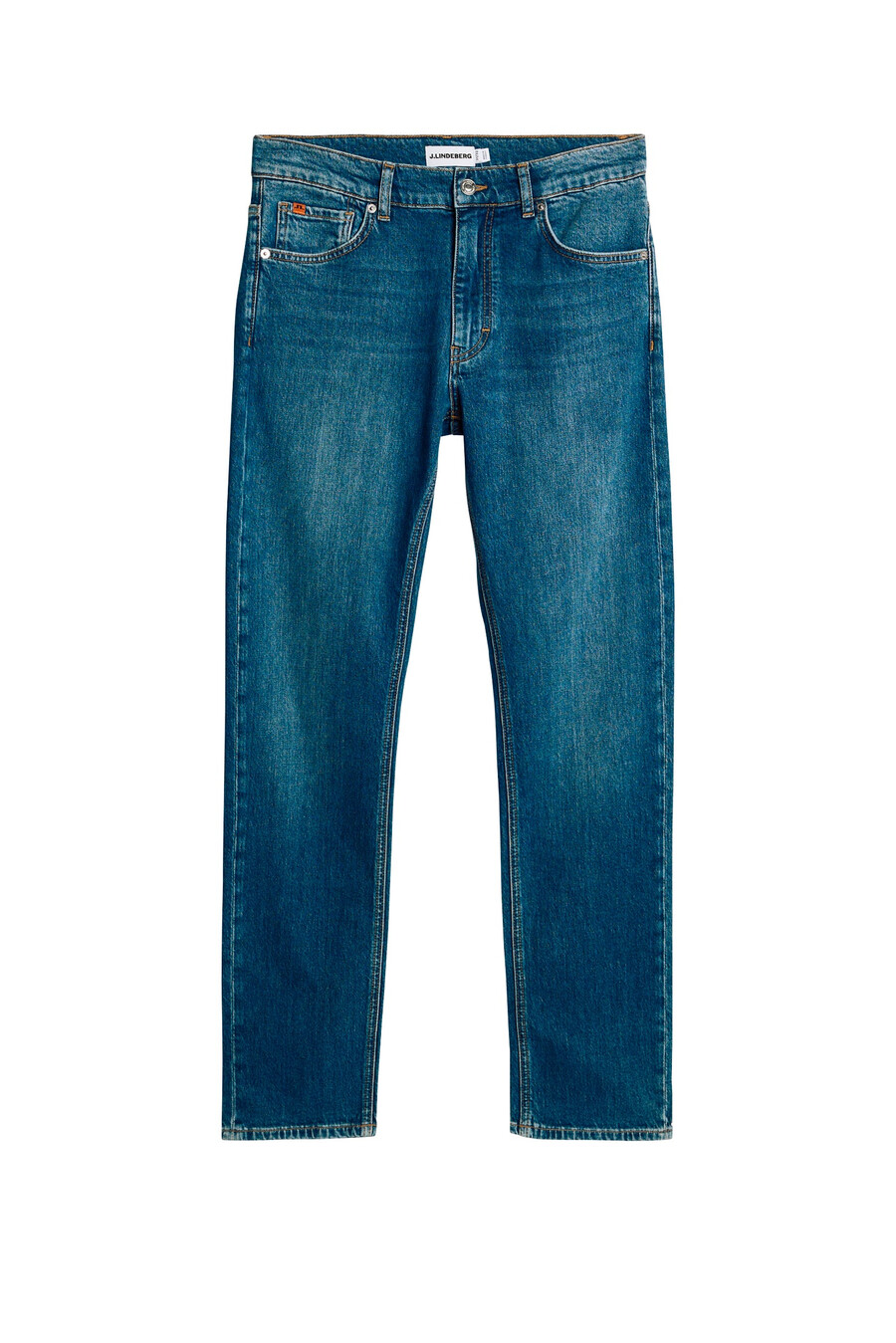 calça jeans jax de lavagem média e modelagem slim
