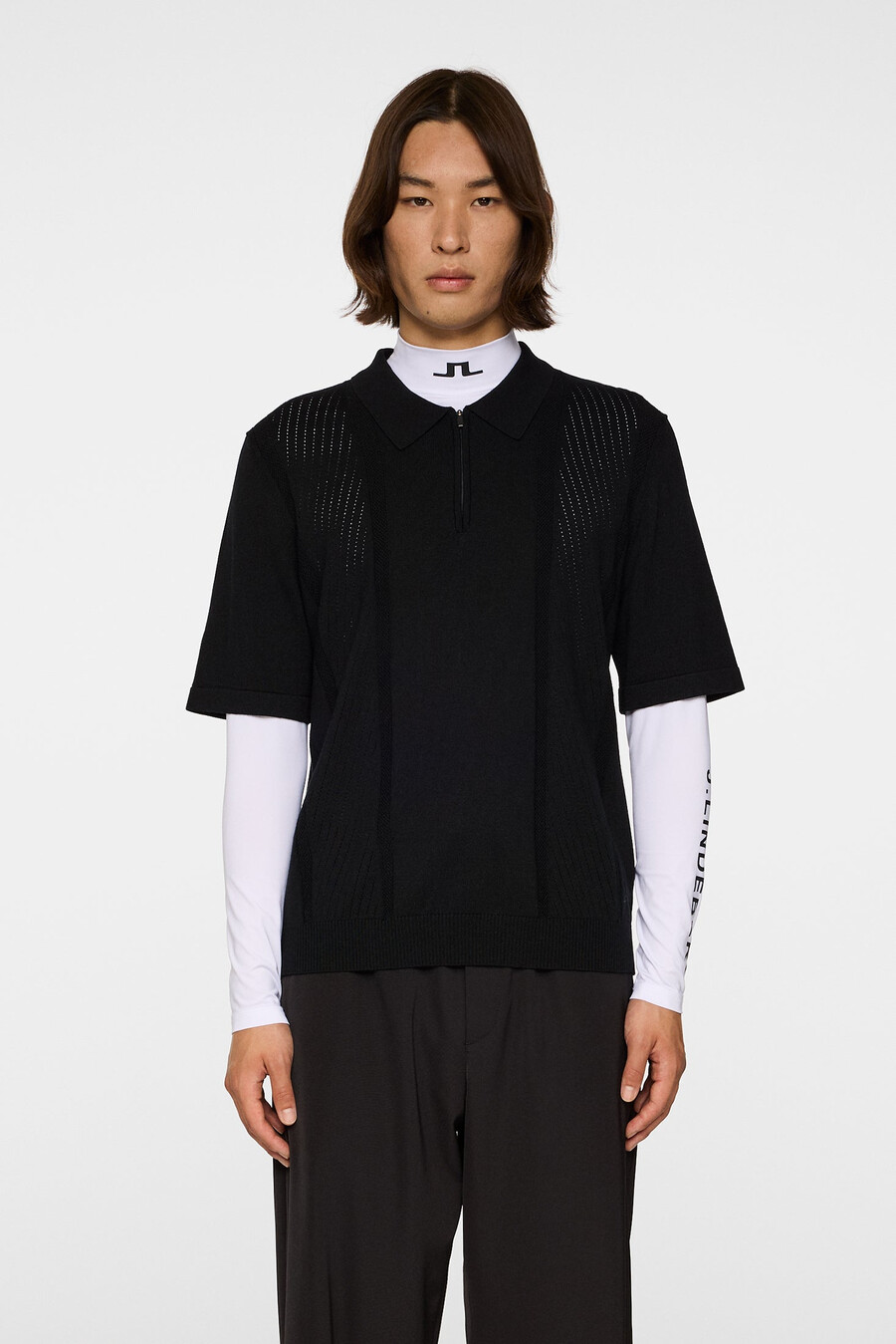 polo de malha com zíper remy structure