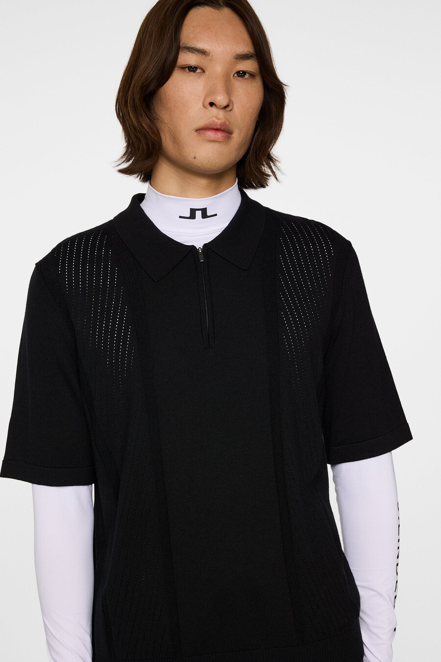 polo de malha com zíper remy structure