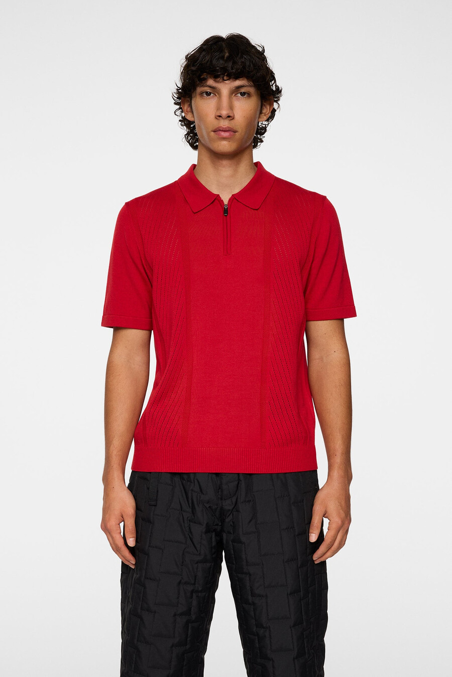 polo de malha com zíper remy structure