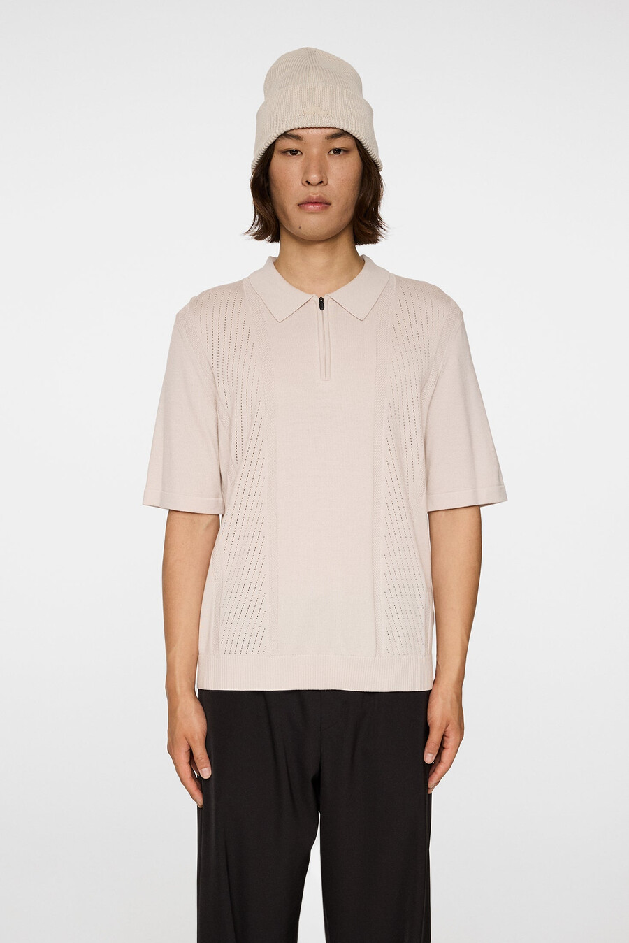 polo de malha com zíper remy structure