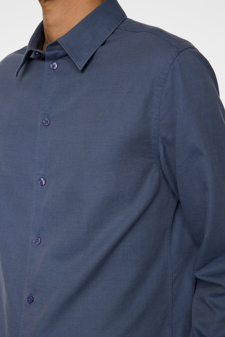 camisa slim de manga longa em algodão e tencel