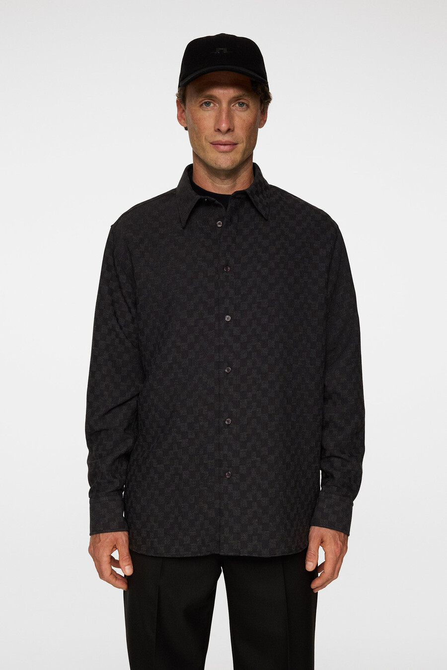 camisa jacquard de manga comprida