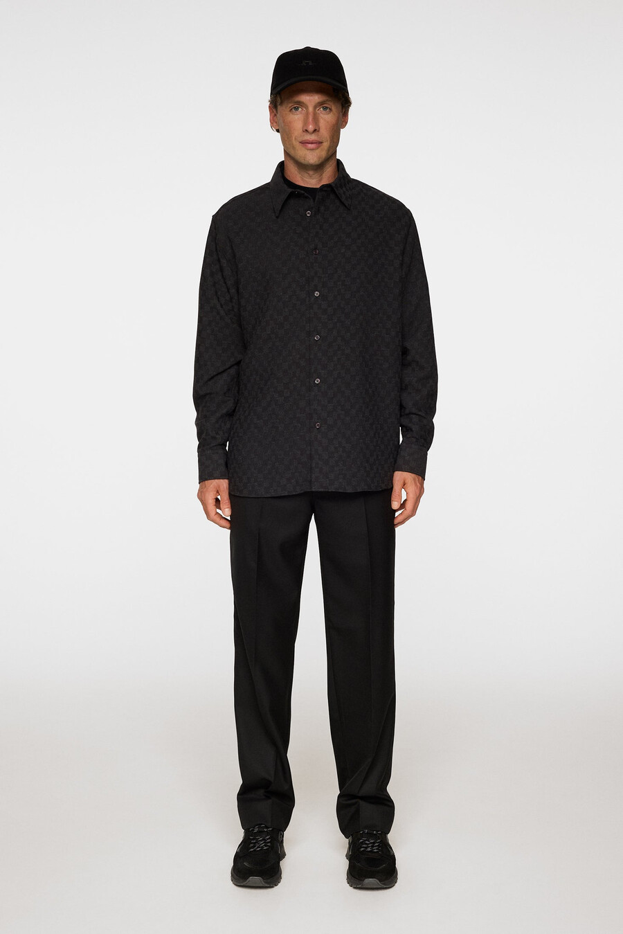 camisa jacquard de manga comprida