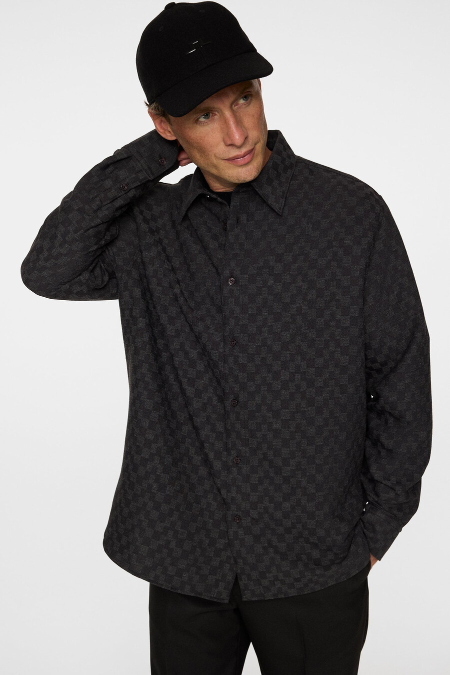 camisa jacquard de manga comprida