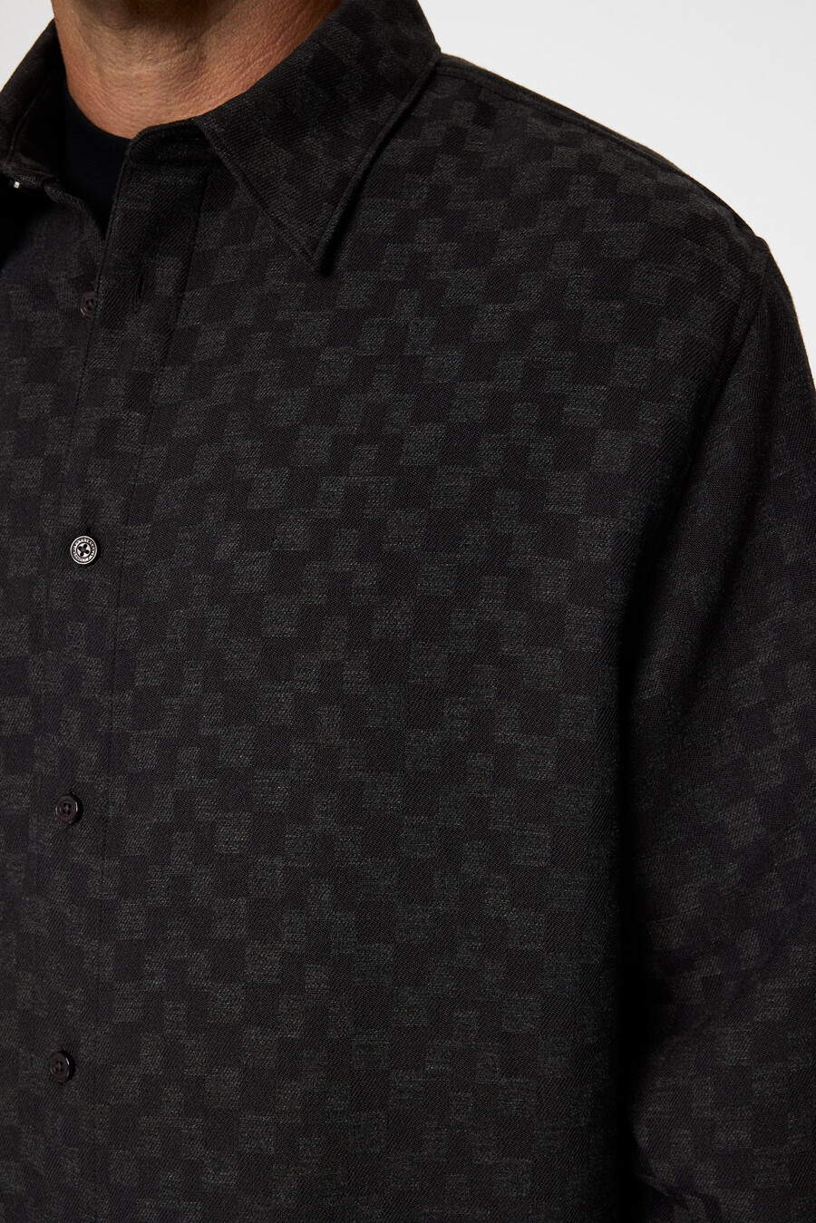 camisa jacquard de manga comprida